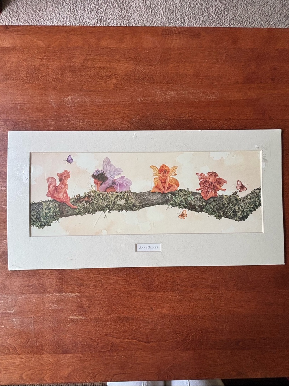 Anne Geddes fairies vintage matted lithograph print